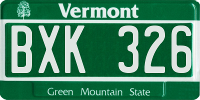 VT license plate BXK326