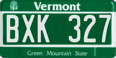 VT license plate BXK327
