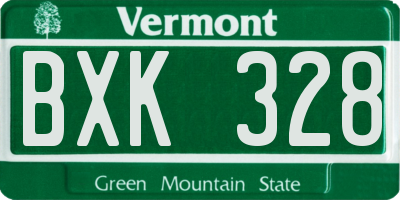 VT license plate BXK328