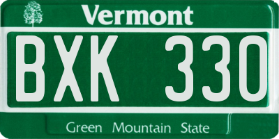 VT license plate BXK330