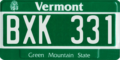 VT license plate BXK331