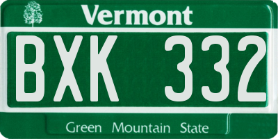 VT license plate BXK332