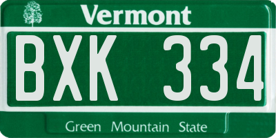 VT license plate BXK334