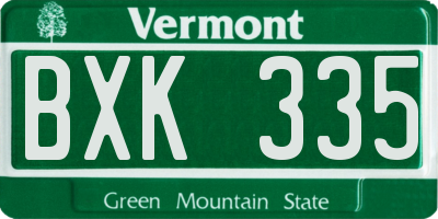 VT license plate BXK335