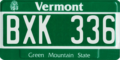 VT license plate BXK336