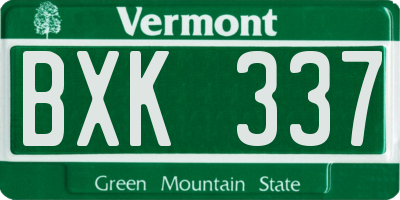VT license plate BXK337