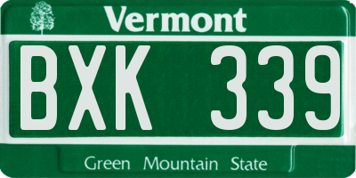 VT license plate BXK339