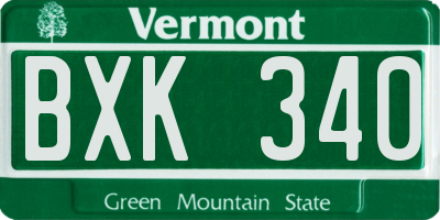VT license plate BXK340