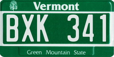 VT license plate BXK341