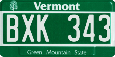 VT license plate BXK343