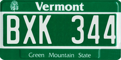 VT license plate BXK344