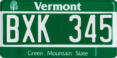 VT license plate BXK345