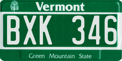 VT license plate BXK346