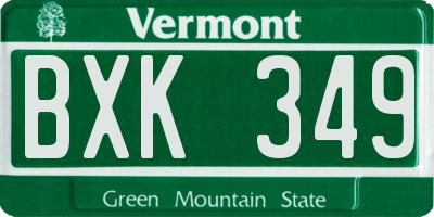 VT license plate BXK349