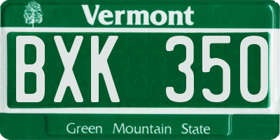 VT license plate BXK350
