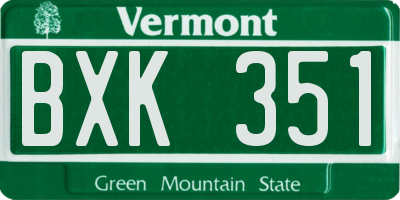 VT license plate BXK351