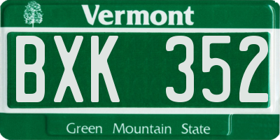 VT license plate BXK352