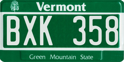 VT license plate BXK358