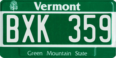 VT license plate BXK359