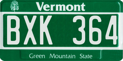 VT license plate BXK364