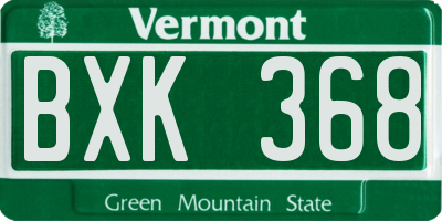 VT license plate BXK368