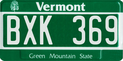 VT license plate BXK369