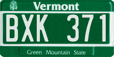 VT license plate BXK371