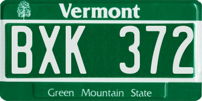VT license plate BXK372
