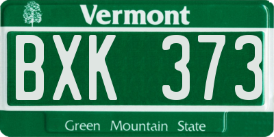VT license plate BXK373