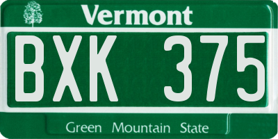 VT license plate BXK375