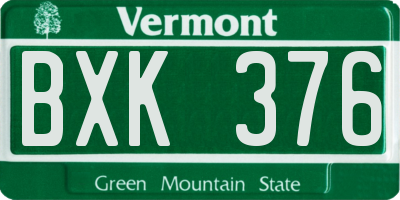 VT license plate BXK376