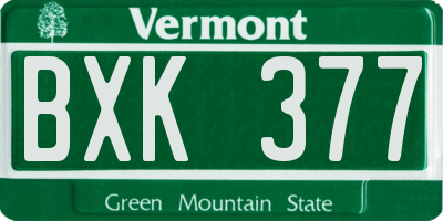 VT license plate BXK377