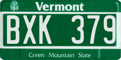 VT license plate BXK379