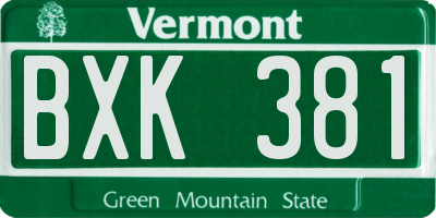 VT license plate BXK381