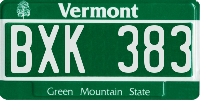VT license plate BXK383