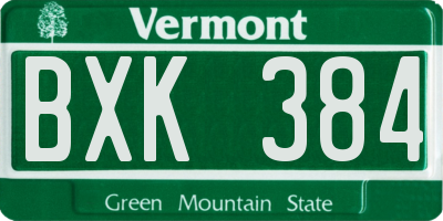 VT license plate BXK384