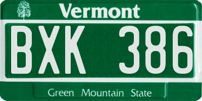 VT license plate BXK386