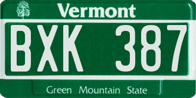 VT license plate BXK387