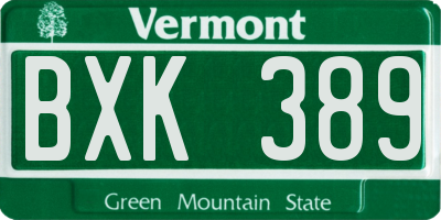 VT license plate BXK389