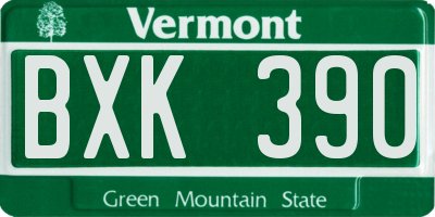 VT license plate BXK390
