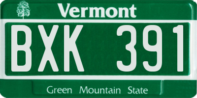 VT license plate BXK391