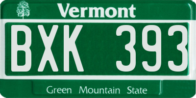 VT license plate BXK393