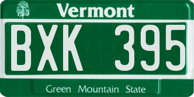 VT license plate BXK395
