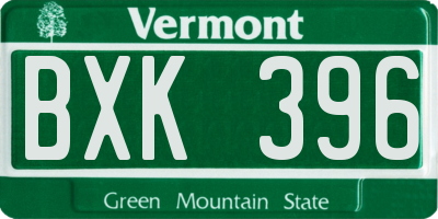 VT license plate BXK396