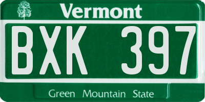 VT license plate BXK397