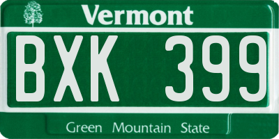VT license plate BXK399