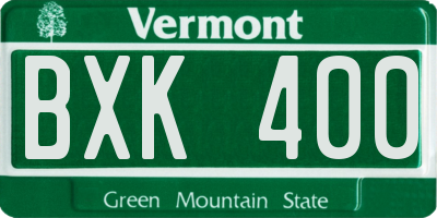 VT license plate BXK400
