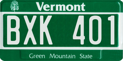 VT license plate BXK401