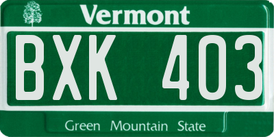 VT license plate BXK403