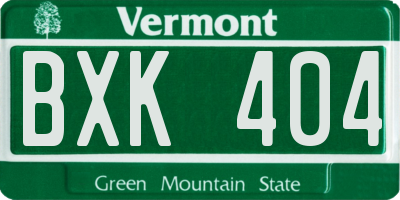 VT license plate BXK404